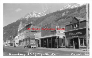 AK, Skagway, Alaska, RPPC, Broadway, Business Section, Dedman's Photo