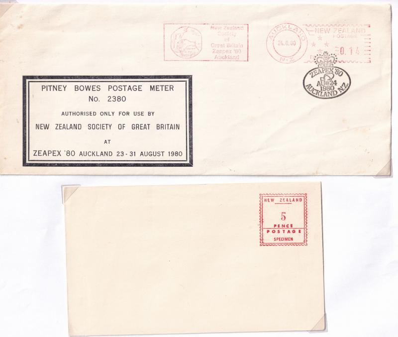 Pitney Bowes Postage Meter 2380 FDC & Specimen Envelope Postmark s