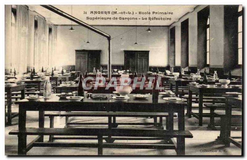 Old Postcard Angers upper primary school boys The refectory