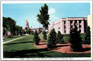 State Capitol And Supreme Court Library Cheyenne Wyoming WY Landscape Postcard