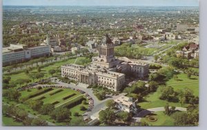 Legislative Building, Winnipeg, Manitoba, Vintage 1967 Aerial View Postcard