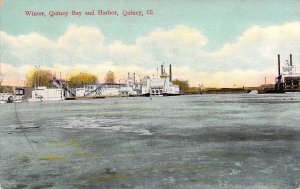 c.'09,  Winter, Quincy Baby and Harbor, Quincy, IL, Boats, Old Post Card