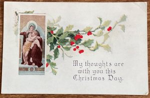 Religious Christmas “My Thoughts Are With You” Postally Used L44