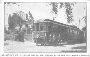 c1910 Helena California Napa St. Gothard Inn Trolleys Postcard 25-12058