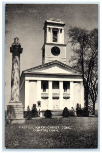 1954 First Church Of Christ Congregational Clinton Connecticut CT Trees Postcard