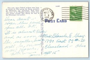 Memphis Tennessee TN Postcard Confederate Park Post Office 1950 Vintage Antique
