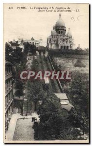 Old Postcard The Paris Funicular and the Basilica of Sacre Coeur in Montmartre