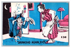 Vintage Comic Postcard Drinking Again Eh?