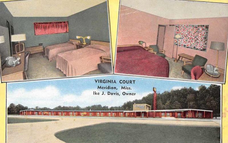 Meridian Mississippi scenic views Virginia Court motel antique pc Z23585