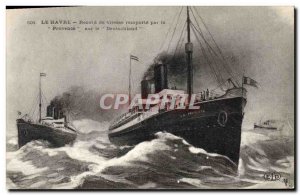 Old Postcard Boat Ship Speed ??Record Havre won the Provence on Deutschland