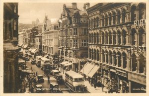 Postcard England Birmingham New Street double decker bus typical architecture