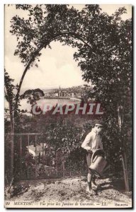 Old Postcard Menton Garavan View taken of Child and watering gardens