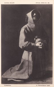 Zurbaran A Franciscan Monk Antique Painting Postcard