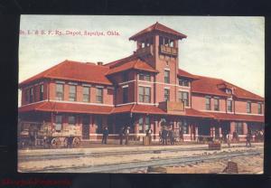 SAPULPA OKLAHOMA RAILROAD DEPOT TRAIN STATION VINTAGE ANTIQUE POSTCARD OKLA.