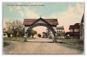 Postcard Entrance Haskell Institute Lawrence Kansas c1913 Postmark