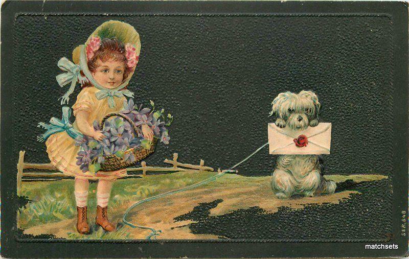 Artist impression 1908 Cute Girl Bonnett Girl Letter postcard 8099