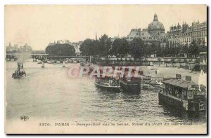 Old Postcard Paris Seine Perspective Taking the Pont du Carrousel