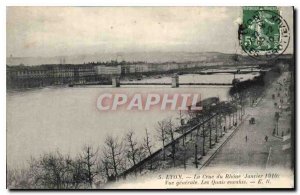 Old Postcard Lyon Rhone Crue General view