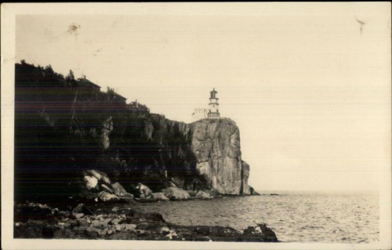 North Shore Lake Superior Lighthouse c1920s-30s Real Photo Postcard