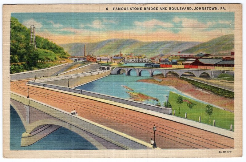 Johnstown, Pa, Famous Stone Bridge And Boulevard