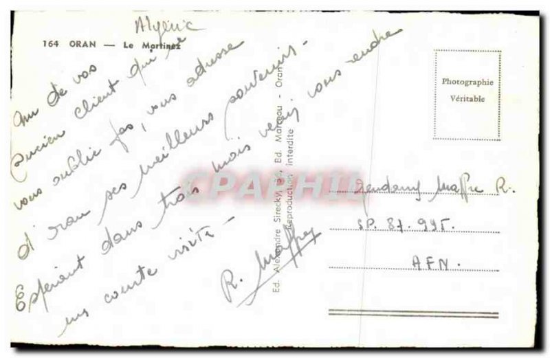 Algeria Oran Old Postcard Martinez