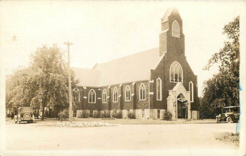 RPPC  EVART, MICHIGAN MI ~ M.E. CHURCH  1946  Osceola County Postcard