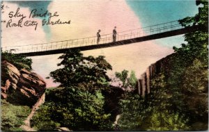 Postcard GA Lookout Mountain Sky Bridge Rock City Gardens Hand-Colored 1930s S44