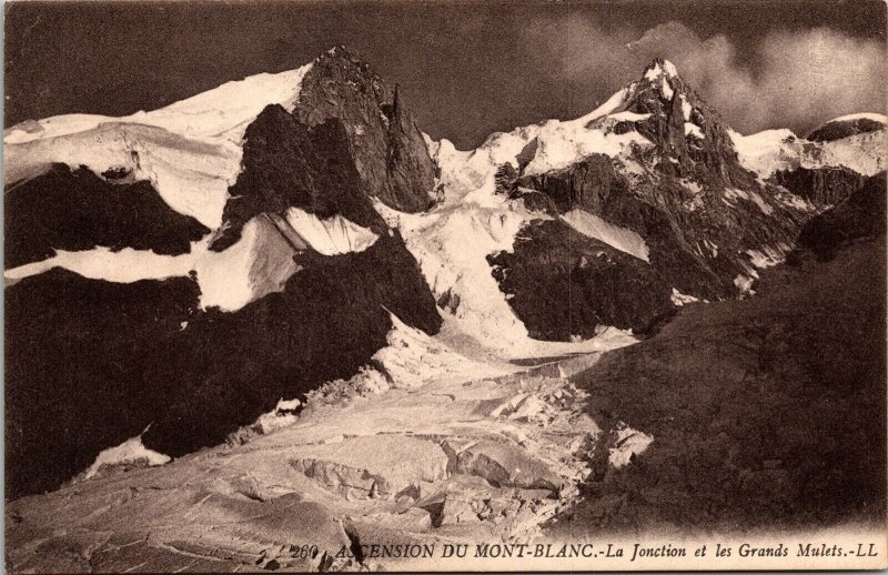 Ascension Du Mont Blanc La Jonction Grands Mulets Antique Postcard DB UNP Unused 