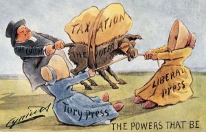 The Powers That Be Tory Liberal Politics Comic Taxation Swingometre Old Postcard