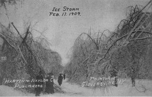 ICE STORM FOURTH AVENUE GLOVERSVILLE NEW YORK.POSTCARD (1909)