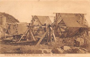 Lake Superior Canada Drying Fish on Nets Canadian Pacific Railway PC AA92358