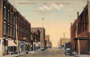 Third Street north of Okmulgee Muskogee Oklahoma 1910c postcard