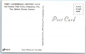 PLANTATION, Florida  FL    FORT LAUDERDALE COUNTRY CLUB  ca 1960s  Postcard