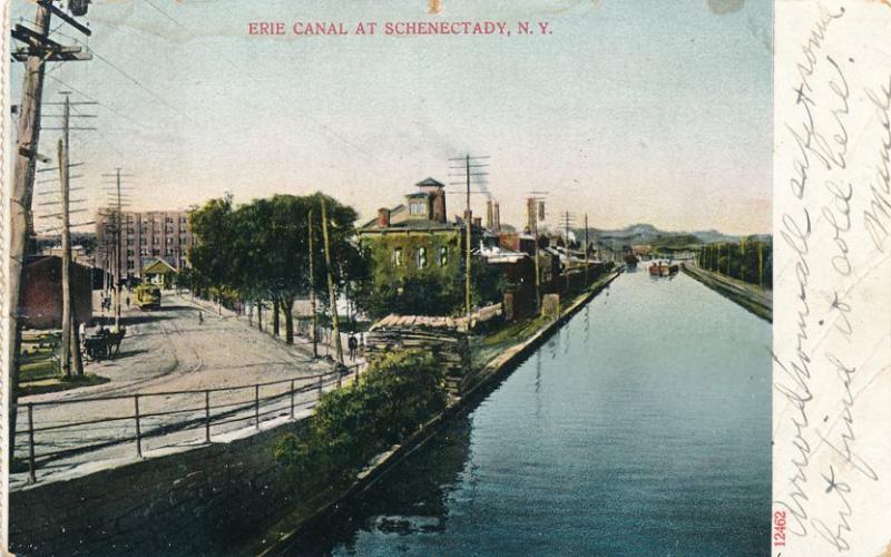 View of Erie Canal at Schenectady NY, New York - pm 1906 - UDB