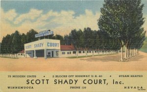 Scott Shady Court linen Teich roadside Winnemucca Nevada 1940s Postcard 21-3099