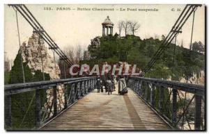 Paris Buttes Chaumont Postcard Old Suspension Bridge
