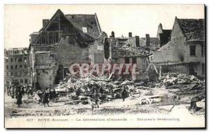 Old Postcard Roye German devastation