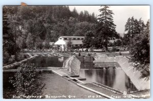 RPPC BONNEVILLE OREGON FISH HATCHERY CROSS & DIMMITT REAL PHOTO POSTCARD