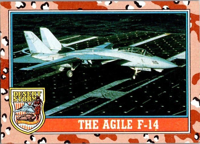 Military 1991 Topps Dessert Storm Card Agile F-14 Jet sk21327