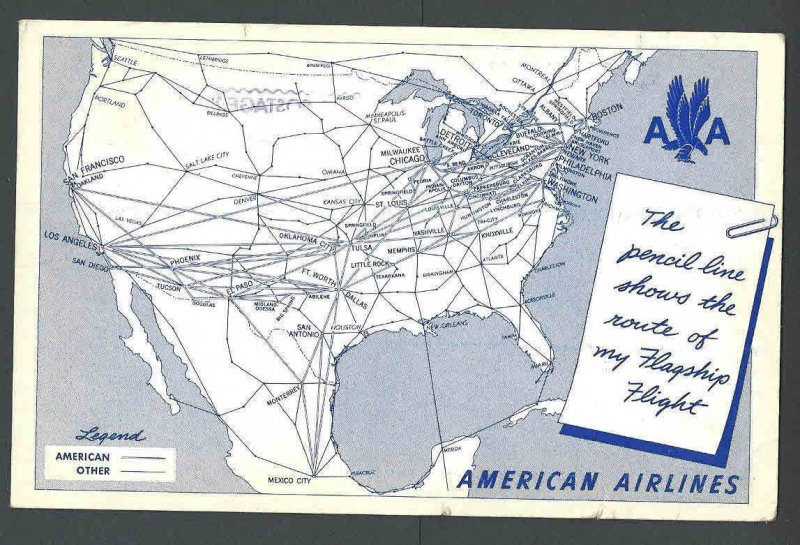 1949 PPC* American Airlines Route Map