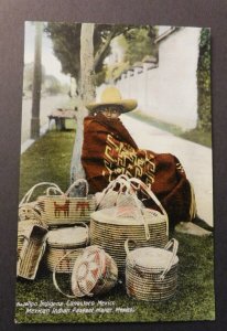 Mint Postcard Indigenous Person in Mexico Basket Maker Poncho Hat