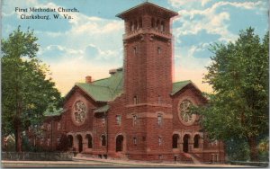 Postcard WV Clarksburg - First Methodist Church North