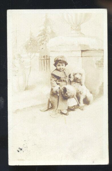 RPPC CUTE MEXICAN GIRL WITH POODLE DOG TO SEDALIA MISSOURI REAL PHOTO POSTCARD