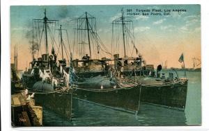 Torpedo Boat Fleet US Navy Los Angeles Harbor San Pedro California postcard
