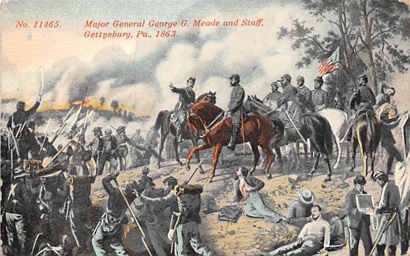 Civil War Post Card Major General George G. Meade & Staff Gettysburg, PA 1863...