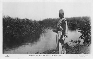 US5379 fishing on the jur river bahr el ghazal types  real photo sudan africa