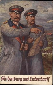 Propaganda WWI Paul Von Hindenburg & General Ludendorff Germany  Art Postcard