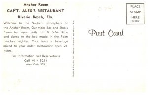 Florida Riveria Beach, Captain Alex's Restaurant , Anchor dining room