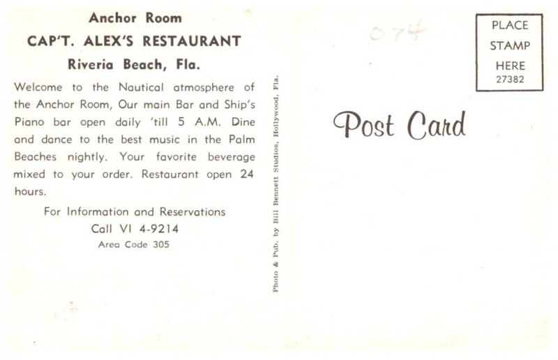 Florida Riveria Beach, Captain Alex's Restaurant , Anchor dining room