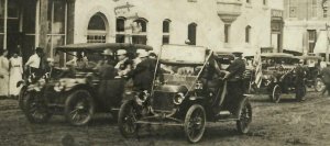 West Point NEBRASKA RPPC c1910 AUTO RALLY Horse Race BOOSTERS nr Oakland c1960